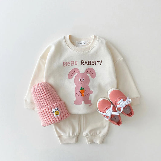 Bear Pullover Sweatshirts and Loose Cotton Pants Set