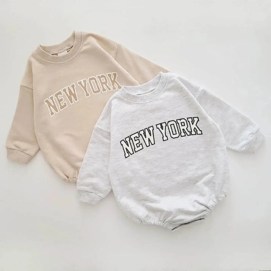 Unisex New York Long Sleeve Basic Cotton Rompers