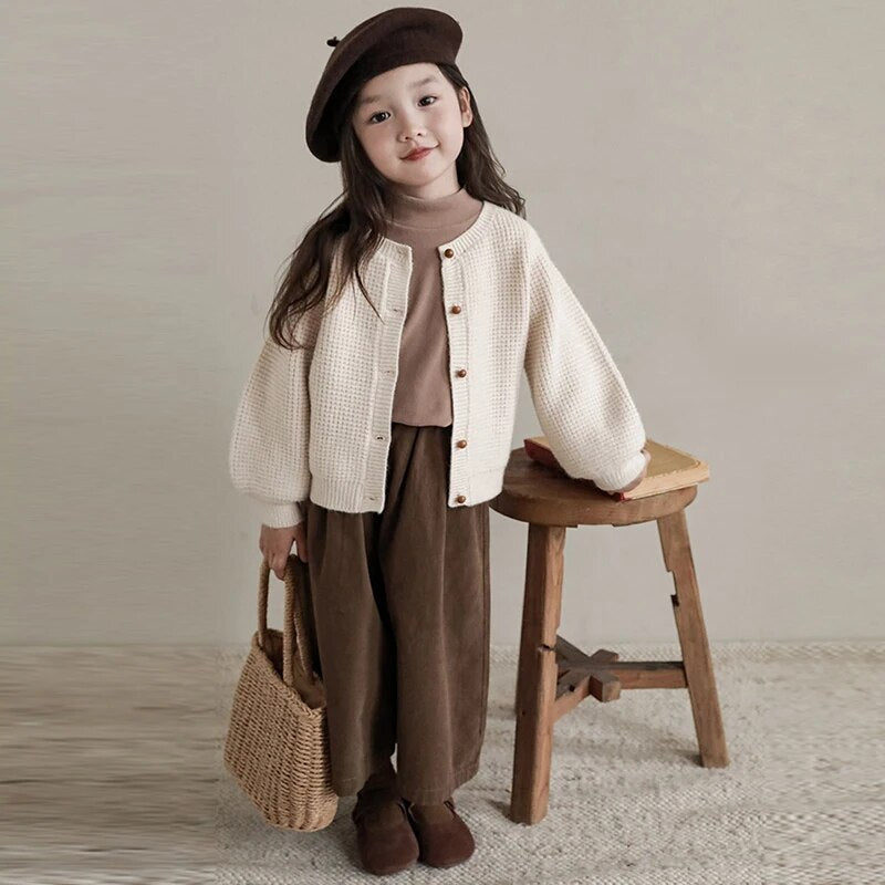 Girls Retro Style Knit Cardigan