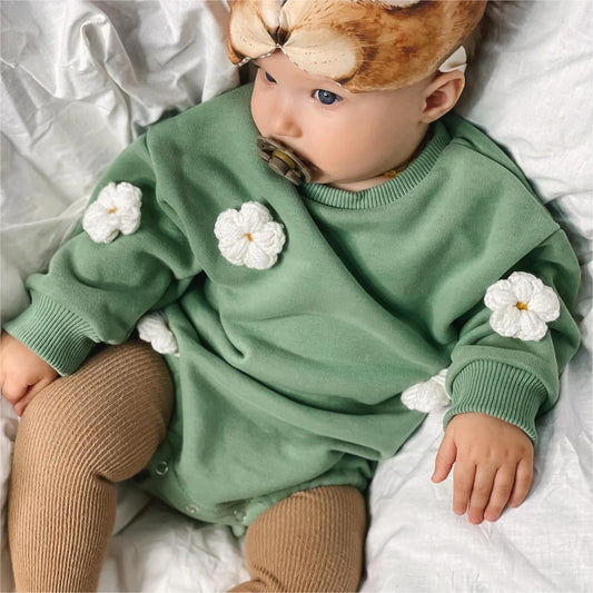 Applique Long Sleeve Sweatshirt Romper