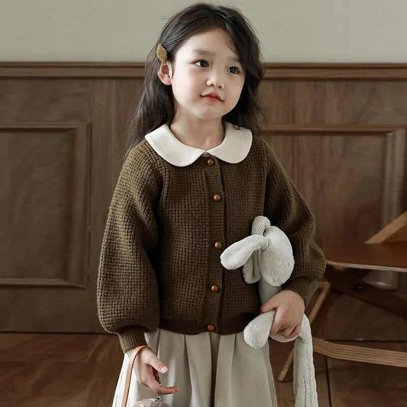 Girls Retro Style Knit Cardigan